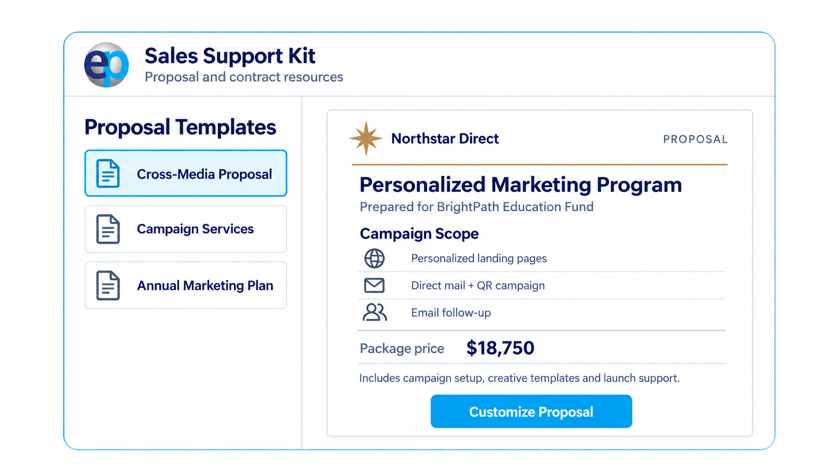 EasyPURL Sales Support Kit with customizable proposal and contract resources